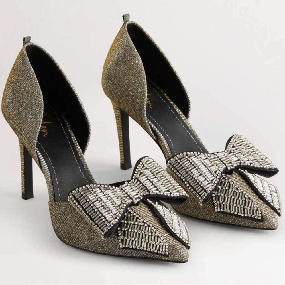 Boden Metallic Bow Heels